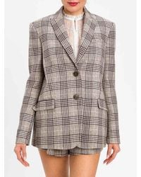 Twinset - Single-Breasted Prince Of Wales Check Wool-Blend Blazer - Lyst