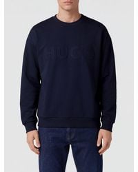 HUGO - Crewneck Cotton Sweatshirt With Long Sleeves And Tone-On-Tone Logo - Lyst