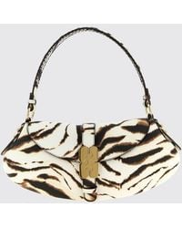 Ganni - B-Kat Zebra-Print Recycled Leather Shoulder Bag With Logo - Lyst