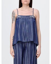 Liu Jo - Viscose Blend Top With Applied Rhinestones - Lyst