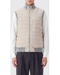 Brunello Cucinelli - Padded Suede Vest With High Neck And Zip - Lyst