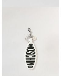 Moschino - Brass And Rubber Keychain With Logo - Lyst