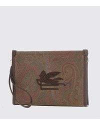 Etro - Grained Coated Cotton Clutch With Paisley Print - Lyst