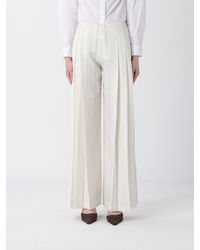 Semicouture - Adelina Pleated Pinstripe Viscose Trousers - Lyst