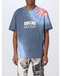 MSGM - T-shirt With Logo And Tie Dye Print - Lyst