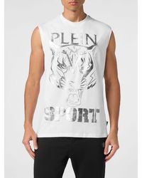 Philipp Plein - Cotton Tank Top With Contrasting Graphic Logo Print - Lyst
