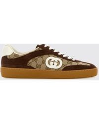 Gucci - G75 Gg Monogram Jacquard Fabric And Suede Leather Sneakers - Lyst