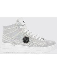 Philipp Plein - Hexagon High-Top Leather Trainers With Crystal Application - Lyst