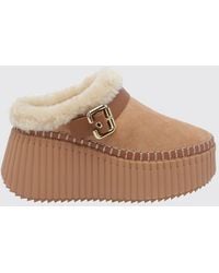 Chloé - Chlo&Eacute Nama Suede And Shearling High-Heeled Platform Mules - Lyst