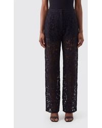 Fendi - High-Waisted Straight-Leg Lace Palazzo Trousers - Lyst