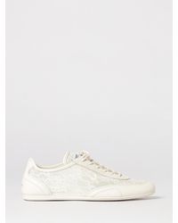 Jimmy Choo - Sunny Leather And Lace Sneakers - Lyst