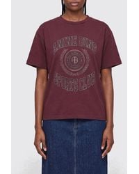 Anine Bing - Oversize Cotton T-Shirt With Contrasting Logo And Dropped Shoulders - Lyst