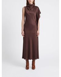 Pinko - Asymmetrical One-Shoulder Satin Midi Ceremony Dress - Lyst