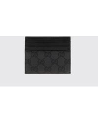 Gucci - Gg Supreme Monogram Flat Card Holder With Leather Trim - Lyst