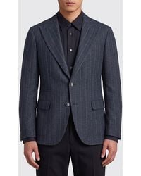Brunello Cucinelli - Striped Silk Blend Single-Breasted Jacket - Lyst