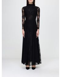 Hanita - Vestido De Ceremonia Largo De Encaje Con Cuello Alto Y Manga Larga - Lyst