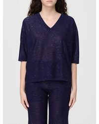 Kangra - Viscose Blend V-Neck Top With Sequins - Lyst