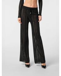 Philipp Plein - Pantalon Évasé En Maille De Coton Mélangé Avec Cordon De Serrage - Lyst