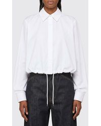 Loewe - Cotton Poplin Shirt With Drawstring Hem And Concealed Buttons - Lyst