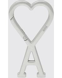 Ami Paris - Rigid Metal Logo Keychain With Snap Closure - Lyst