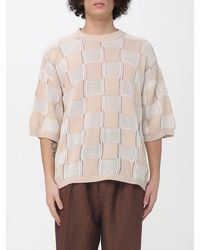 Laneus - Rundhals Pullover Mit Karomuster - Lyst