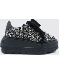 Casadei - Abstract Pattern Tweed Platform Sneakers With Wedge Sole - Lyst