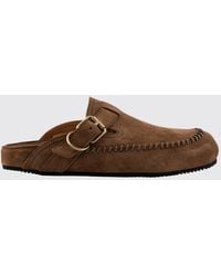 Buttero - Suede Leather Mules With An Adjustable Strap And Low Heel - Lyst