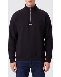 HUGO - Cotton High-Neck Half-Zip Sweatshirt With Contrast Logo - Lyst