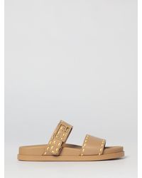 Fendi - Feel Leather Slippers With Contrast Stitching - Lyst