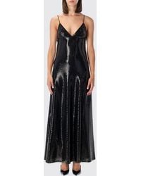 Alberta Ferretti - Long V-Neck Evening Gown With Embroidered Sequins - Lyst