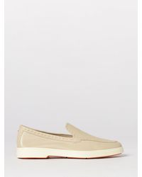 Santoni - Doucal's Hammered Leather Loafers With Stitching - Lyst