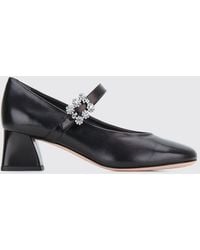 Roger Vivier - Mary Jane Leather Pumps With Jewelled Buckle And Mid Heel - Lyst