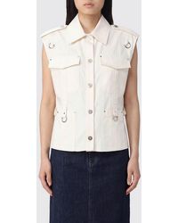 DURAZZI MILANO - Sleeveless Cotton Shirt With Epaulettes And Metal Ring - Lyst