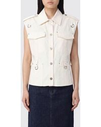 DURAZZI MILANO - Sleeveless Cotton Shirt With Epaulettes And Metal Ring - Lyst