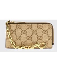 Gucci - Gg Supreme Canvas Card Holder With Web Stripe And Snap Hook - Lyst