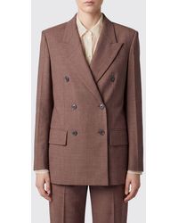 Erika Cavallini Semi Couture - Double-Breasted Pure Virgin Wool Blazer With Peak Lapels - Lyst