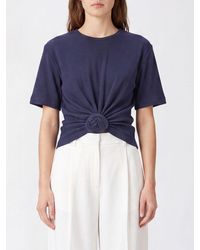 Magda Butrym - Stretch-Cotton T-Shirt With Flower Appliqué And Tie-Hem - Lyst