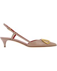 Valentino Sling Back Vlogo In Leather - Multicolour