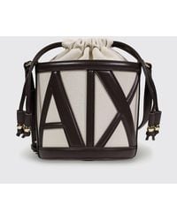ARMANI EXCHANGE - Canvas And Faux Leather Bucket Bag - Lyst