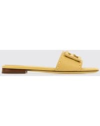 Fendi - Baguette Mules Aus Genarbtem Leder Mit Handnähten - Lyst
