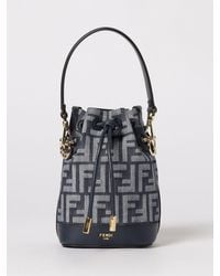 Fendi - Mon Tresor Tasche Aus Baumwolldenim Mit Ff Jacquard-Monogramm Und Leder - Lyst