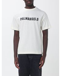 Palm Angels - Short-Sleeved Cotton T-Shirt With Contrast Logo On The Neck - Lyst