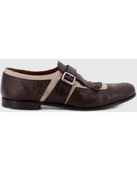 Church's - Bicolor Leather And Canvas Brogue Monk Strap Shoes - Lyst