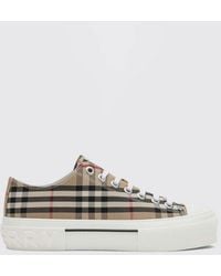Burberry - Platform Canvas Sneakers With Vintage Check Pattern - Lyst