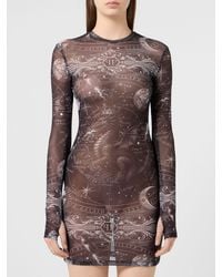 Philipp Plein - Zodiaco Sheath Mini Dress With A Graphic Print And Hexagon Logo - Lyst