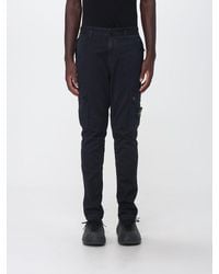 Stone Island - Stretch Organic Cotton Cargo Trousers With Compass Logo - Lyst