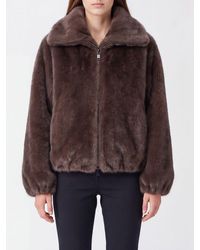 P.A.R.O.S.H. - P.A.R.O.S.H. Short Faux Fur Jacket With Collar And Zip Closure - Lyst