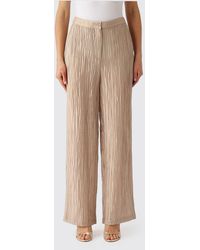 Emporio Armani - Pleated Lyocell Blend Palazzo Pants - Lyst