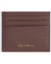 Coccinelle - Flat Grained Leather Metallic Soft Card Holder With Metal Logo - Lyst
