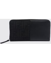 Fendi - Ff Jacquard Fabric And Leather Continental Zip-Around Wallet - Lyst
